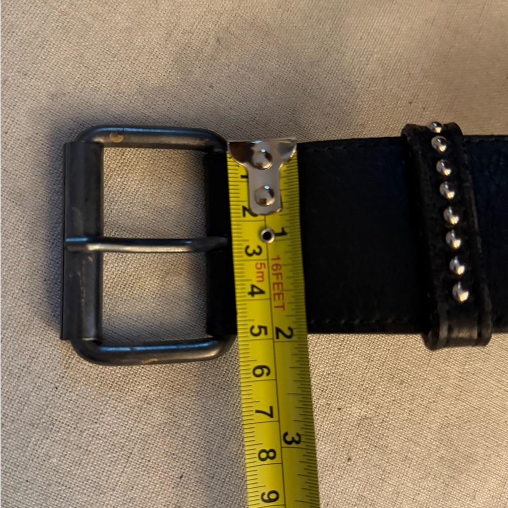 Saks Fifth Avenue black leather belt with heart studded details S NWOT - Picture 9 of 9